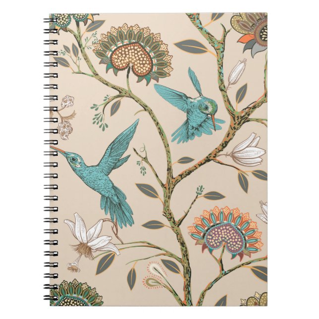 Beige nahtlose Muster mit stilisierten Blume und b Notizblock (Vorderseite)