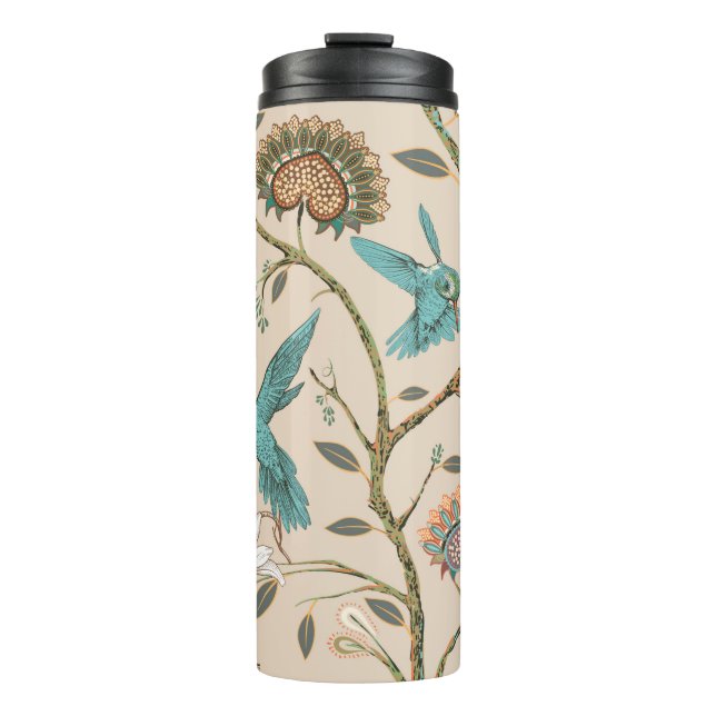 Beige nahtlose Muster mit stilisierten Blume und b Thermosbecher (Vorderseite)