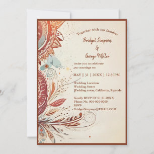 Beige natürliche Vintage Hochzeit Einladung
