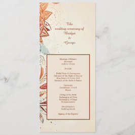 Beige natürliche Vintage Hochzeitsprogramm & Menü Programm