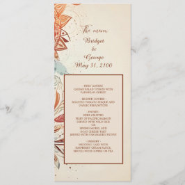 Beige natürliche Vintage Hochzeitsprogramm & Menü Programm