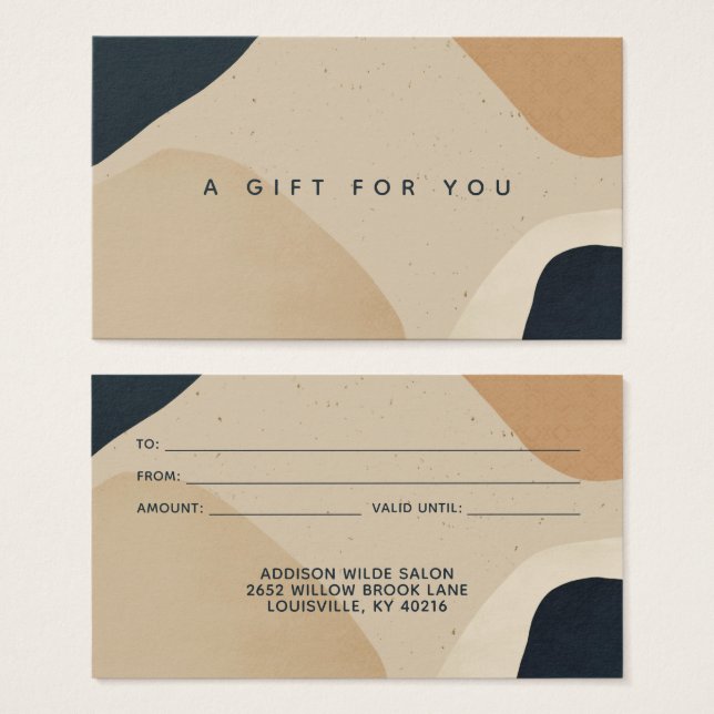 Beige Navy Blue Moderne Abstrakte Formen Geschenkk (Vorne & Hinten)