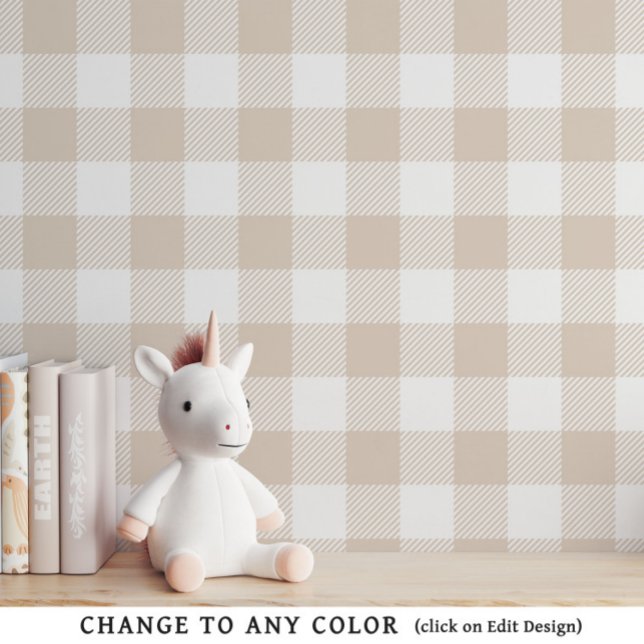 Beige Neutral Baby Gingham Kinderzimmer Wallpaper Tapete (Von Creator hochgeladen)