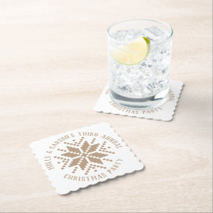 Beige neutrale, benutzerdefinierte Text-Snowflake- Untersetzer