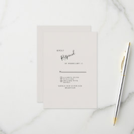 Beige neutrale, einfache moderne Hochzeitsszenarie RSVP Karte