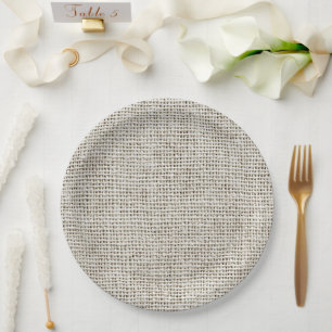 Beige Neutraler Faux-Linene Stoff Elegant Pappteller