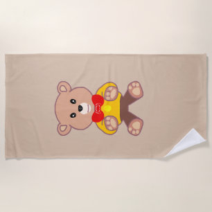 Beige Niedlich Bowtie Teddy Bear Strandtuch