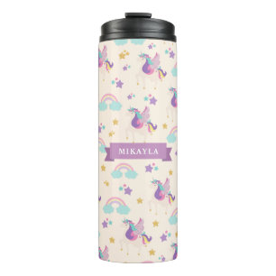 Beige Niedliche Rainbow Unicorn Kinder Thermosbecher