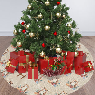 Beige niedlicher Eulen-Monogramm-Weihnachtsbaum-Un Polyester Weihnachtsbaumdecke