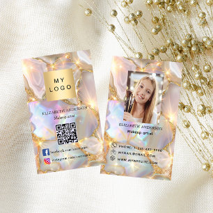 Beige opal agal Logo Foto Qr Code für soziale Medi Visitenkarte