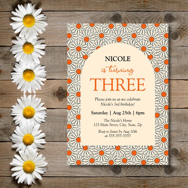 Beige Orange Daisies Floral Arch 3. Einladung (Von Creator hochgeladen)