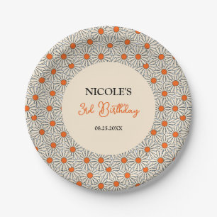 Beige Orange Daisies Floral Arch Geburtstag Pappteller