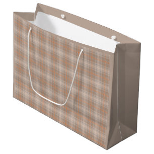 Beige-orange kariert große geschenktüte