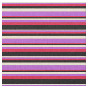 Beige, orchid, crimson und schwarz gefärbte Streif Stoff