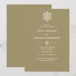 Beige Ornament Hochzeit Einladung
