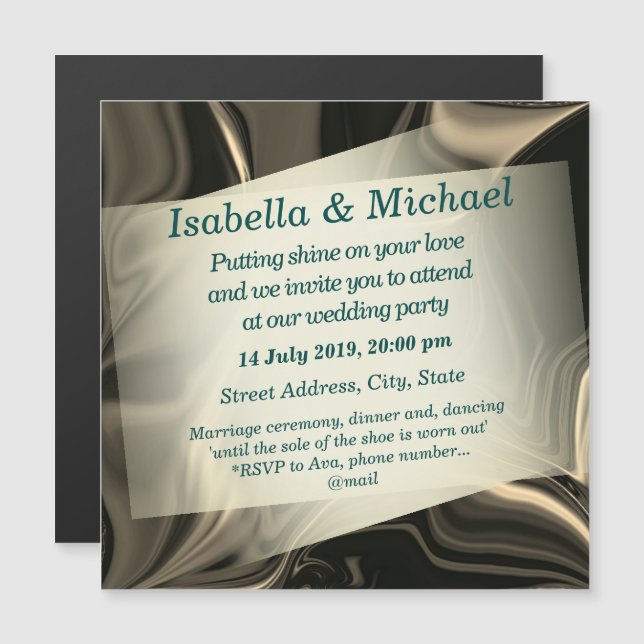 Beige "Papier" auf hellbraunen Wellen, laden Magneteinladung (Vorne/Hinten)