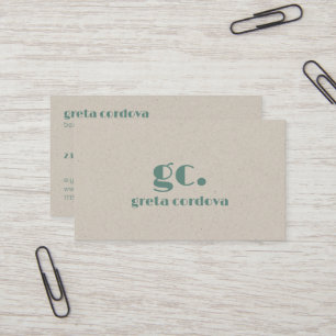 Beige Papier Elegant Beruflich einfache Monogramm Visitenkarte
