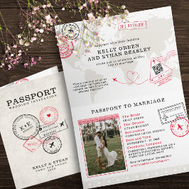 Beige Passport-Hochzeit in Urlaubsort Einladung