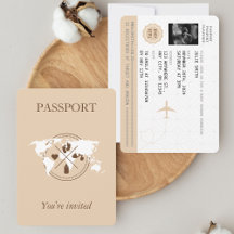 Beige Passport Travel Girl Babydusche Weltkarte