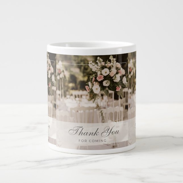 Beige Pastel Elegant Danke Souvenir Jumbo-Tasse (Vorderseite)