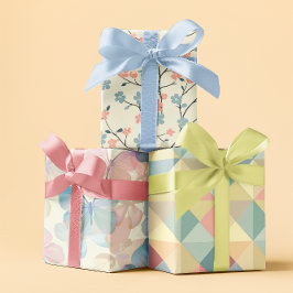 Beige Pastellfarben Frühlingsfarben Set 3 Geschenkpapier Set