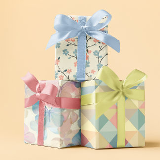 Beige Pastellfarben Frühlingsfarben Set 3 Geschenkpapier Set