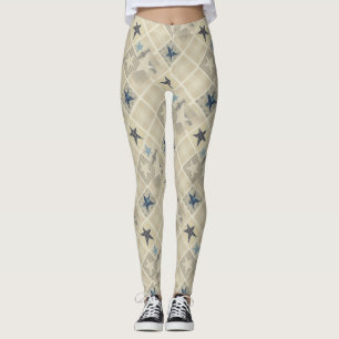 Beige-Patchwork Leggings