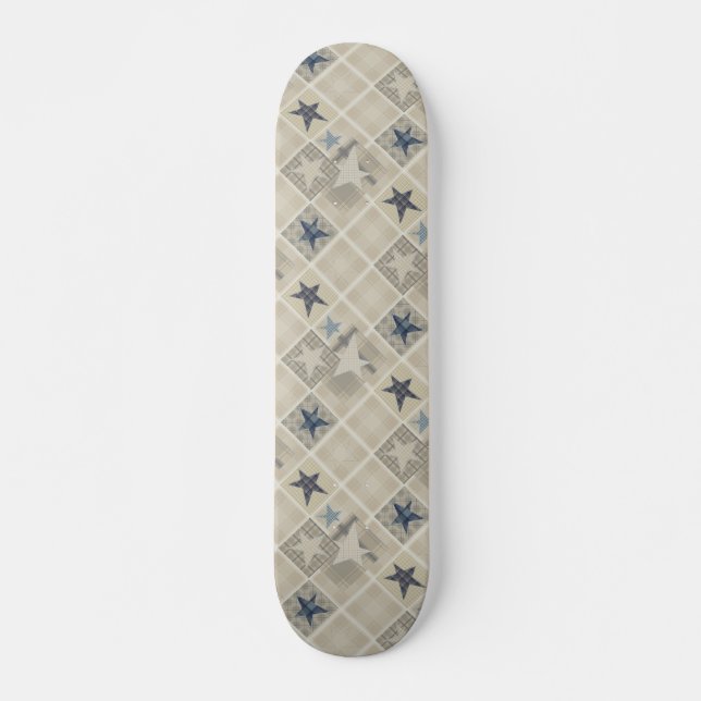 Beige-Patchwork Skateboard (Vorne)