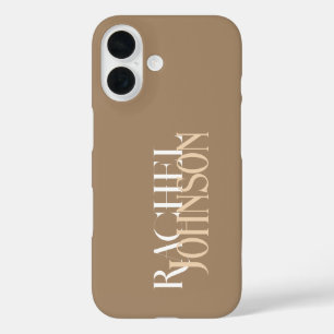 Beige personalisierte Bezeichnungen iPhone 16 Hülle