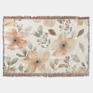 Beige Pfirsich Blumen Wasserfarbe Botanisches Must Decke