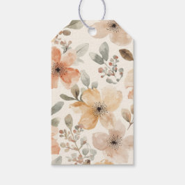 Beige Pfirsich Blumen-Wasserfarbe Botanisches Must Geschenkanhänger