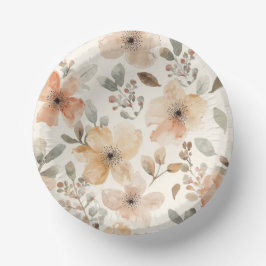 Beige Pfirsich Blumen Wasserfarbe Botanisches Must Pappteller