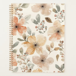 Beige Pfirsich Blumen Wasserfarbe Botanisches Must Planer