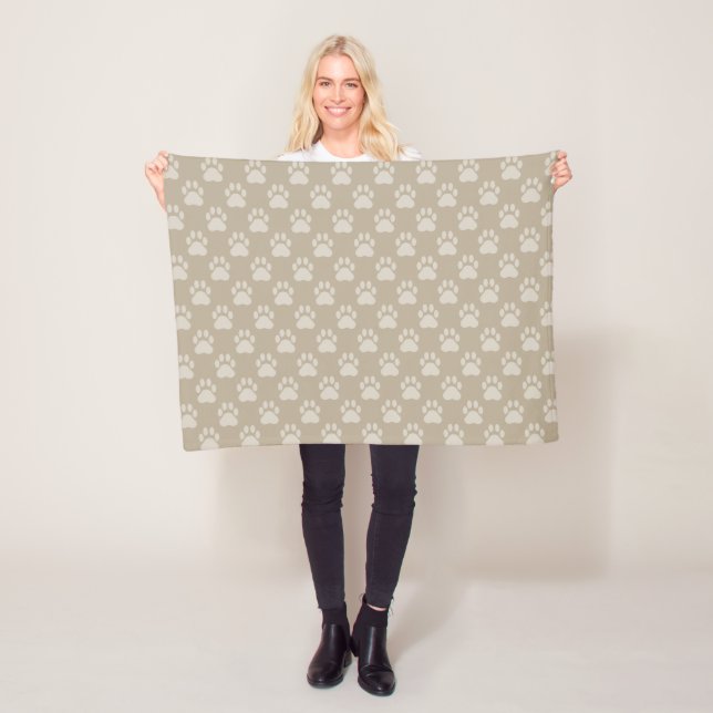 Beige Pfotenabdruck-Muster Fleecedecke (Beispiel)