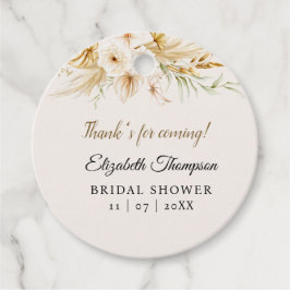 Beige Pink Floral Pattern Bridal Shower Geschenkanhänger