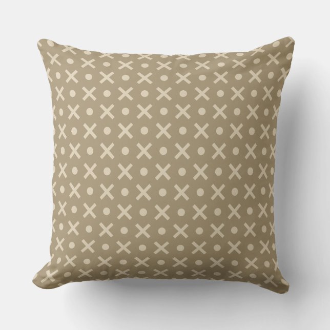 Beige Polka Dots & Crosses Geometrisches Muster Kissen (Vorderseite)