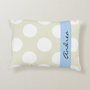 Beige Polka Dots, Polka Dot Pattern, Ihr Name Dekokissen