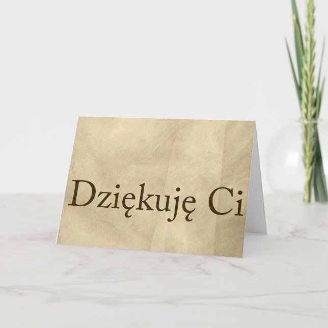 Beige-Polnisches danken Ihnen, Dziekuje Ci zu Dankeskarte (Vorderseite)