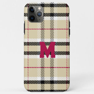 Beige Preppy Kariert Fashion Monogram Personalisie Case-Mate iPhone Hülle