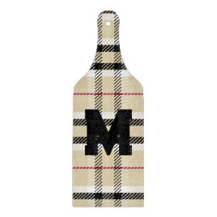 Beige Preppy Kariert Fashion Monogram Personalisie Schneidebrett