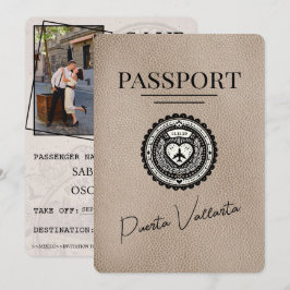 Beige Puerta Vallarta Passport Save the Date