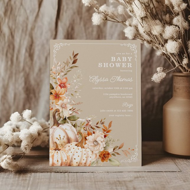 Beige Pumpkin Gender Neutral Baby Dusche Einladung (Von Creator hochgeladen)