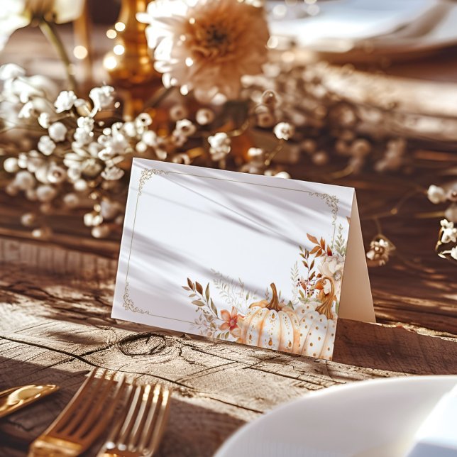 Beige Pumpkin Gender Neutral Baby Dusche Platzkarte (Von Creator hochgeladen)