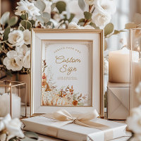Beige Pumpkin und Blume Babydusche Tafeln