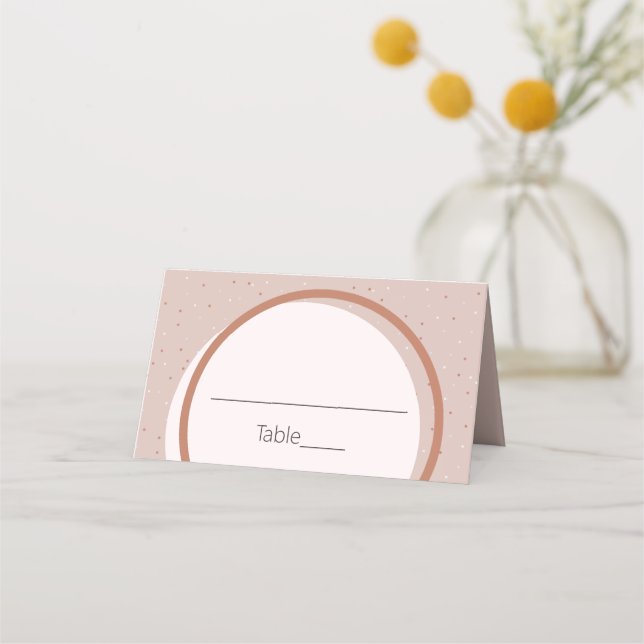 Beige Punkte und Kreise Hochzeiten Platzkarte (Vorderseite)