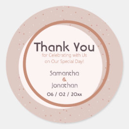 Beige Punkte und Kreise Hochzeitsticker Runder Aufkleber