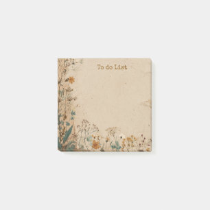 Beige-Rand Rustikale Boho-Wildblume  Post-it Klebezettel