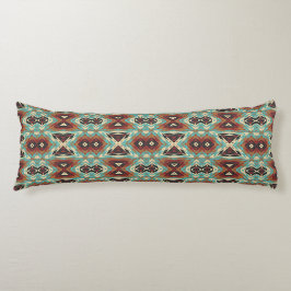 Beige Red Brown Aqua Blue Green Black Tribal Art Seitenschläferkissen