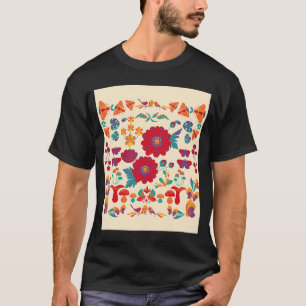 Beige Red Scandi Blume Ethnisch Niedlich Herbst Mi T-Shirt