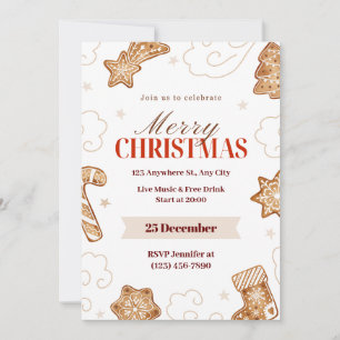 Beige Red Watercolor Wunderland: Lebkuchen Einladung